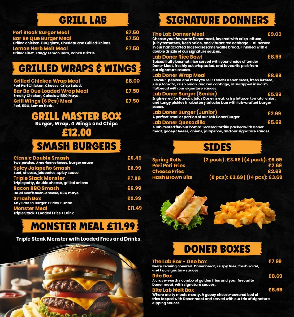 Bite Lab menu